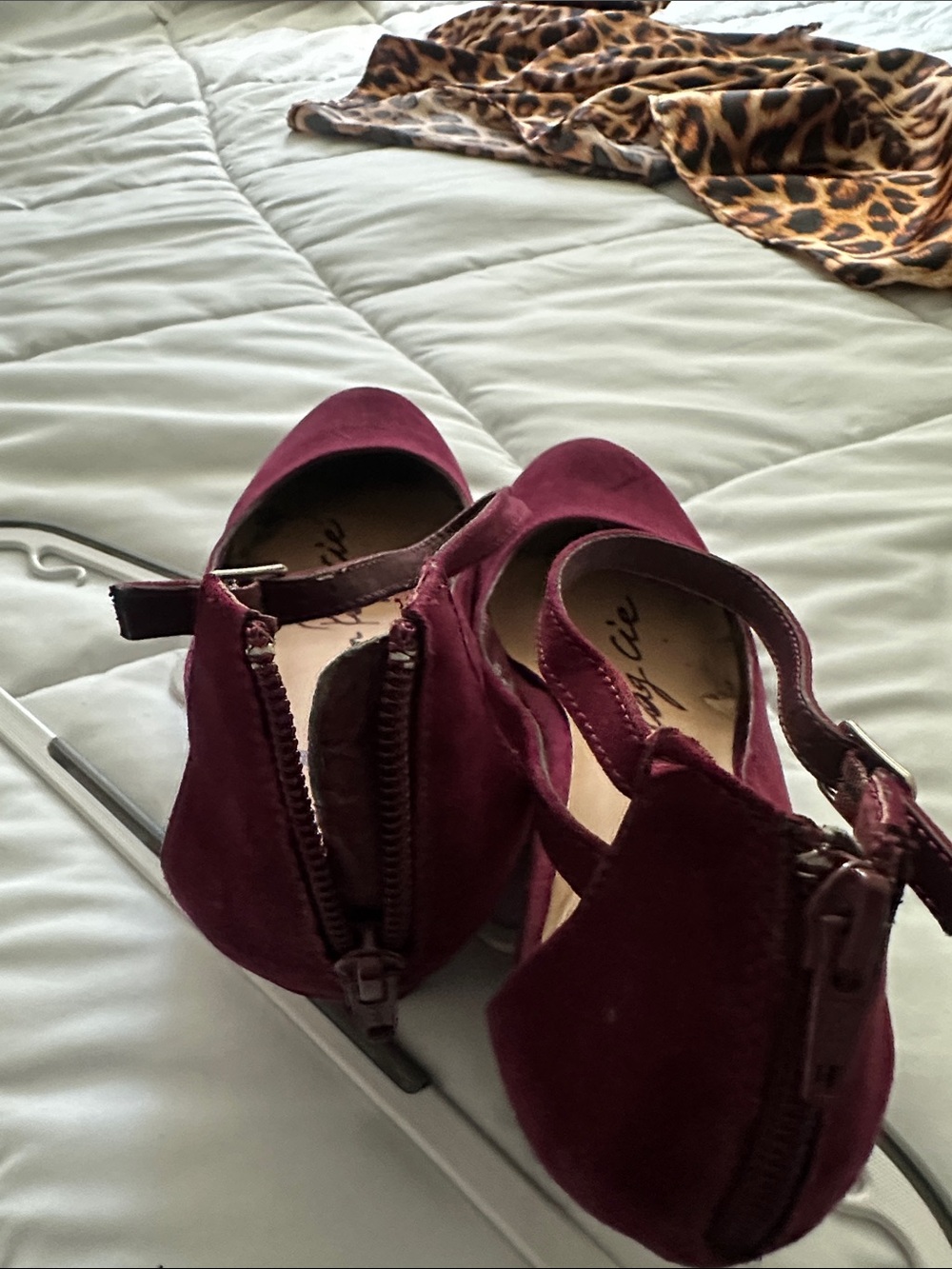 American Rag Burgundy Suede Ankle Strap Pumps - Picture 6 of 6
